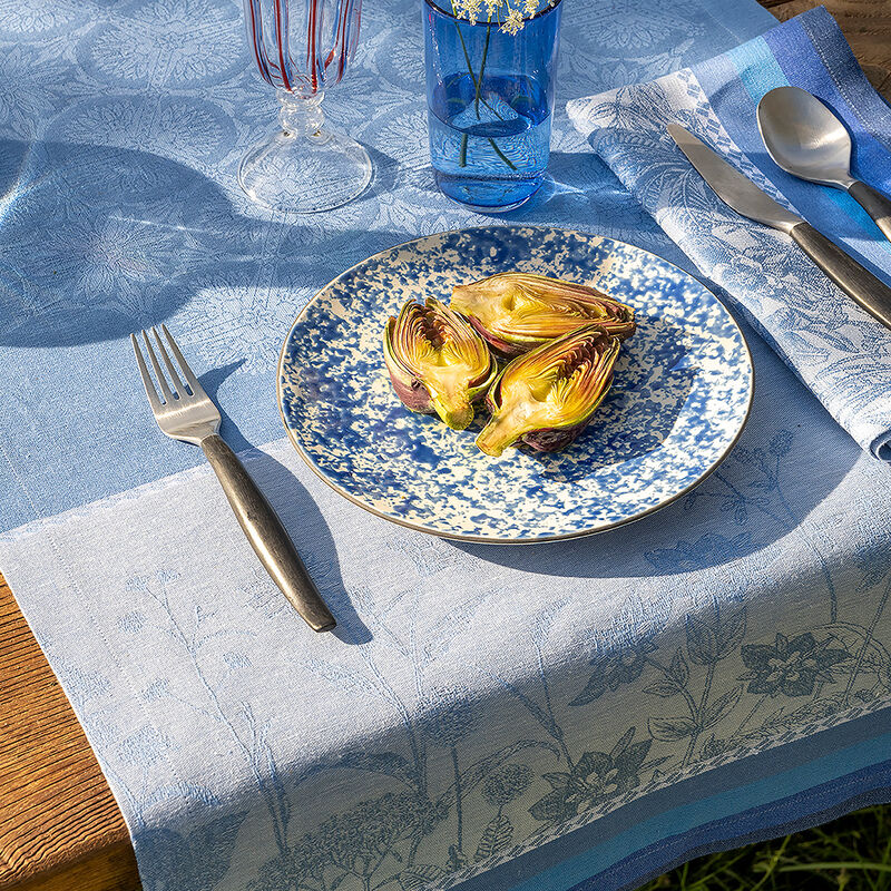 Striscia da tavola Instant Bucolique Bleuet 50x150 100% lino, , hi-res image number 1