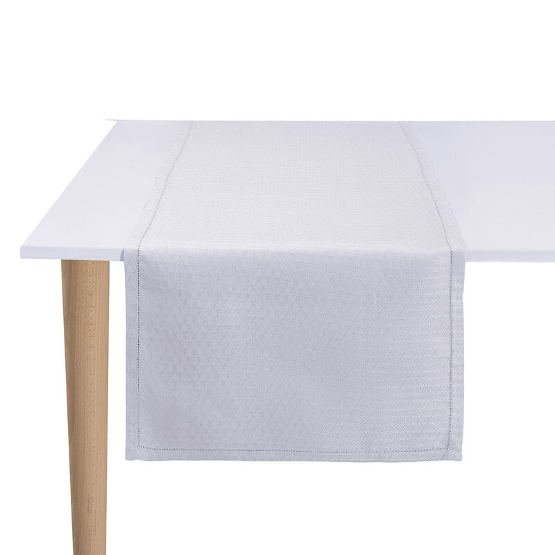 Striscia da tavola Portofino Géo Bianco 50x150 100% lino, , hi-res image number 0