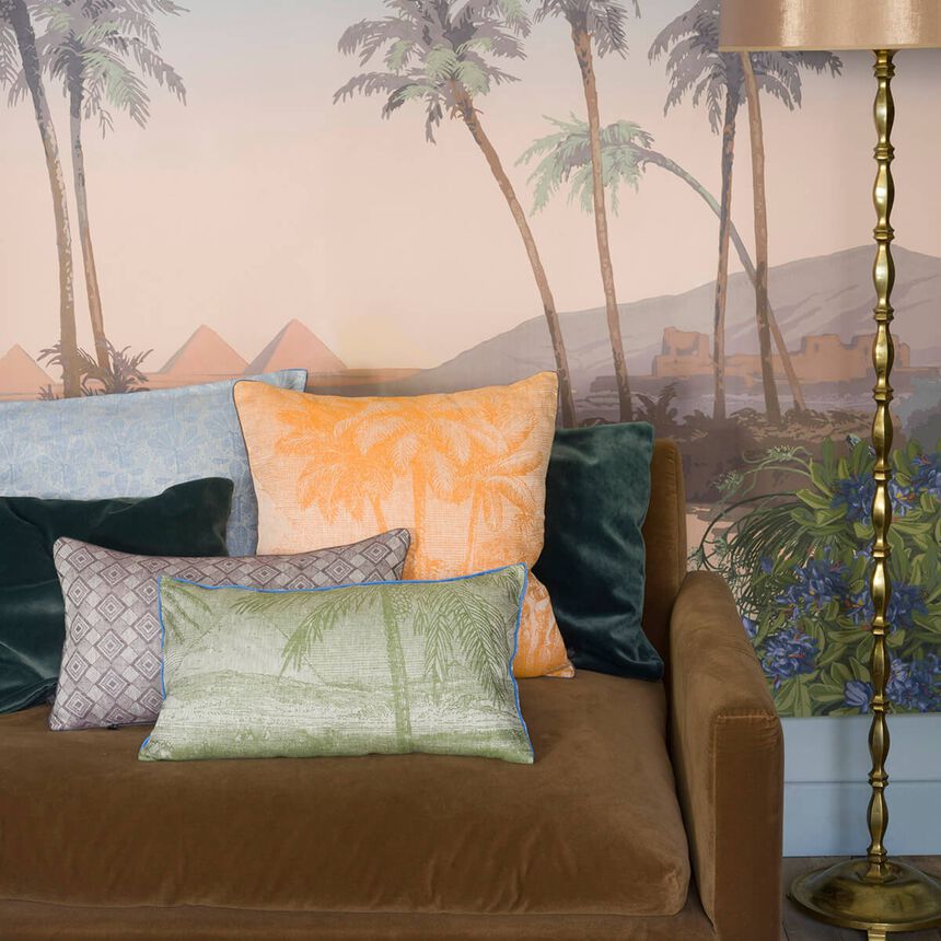 Fodera cuscino Croisi&egrave;re sur le Nil Palmier 50x30 100% lino, , hi-res image number 0