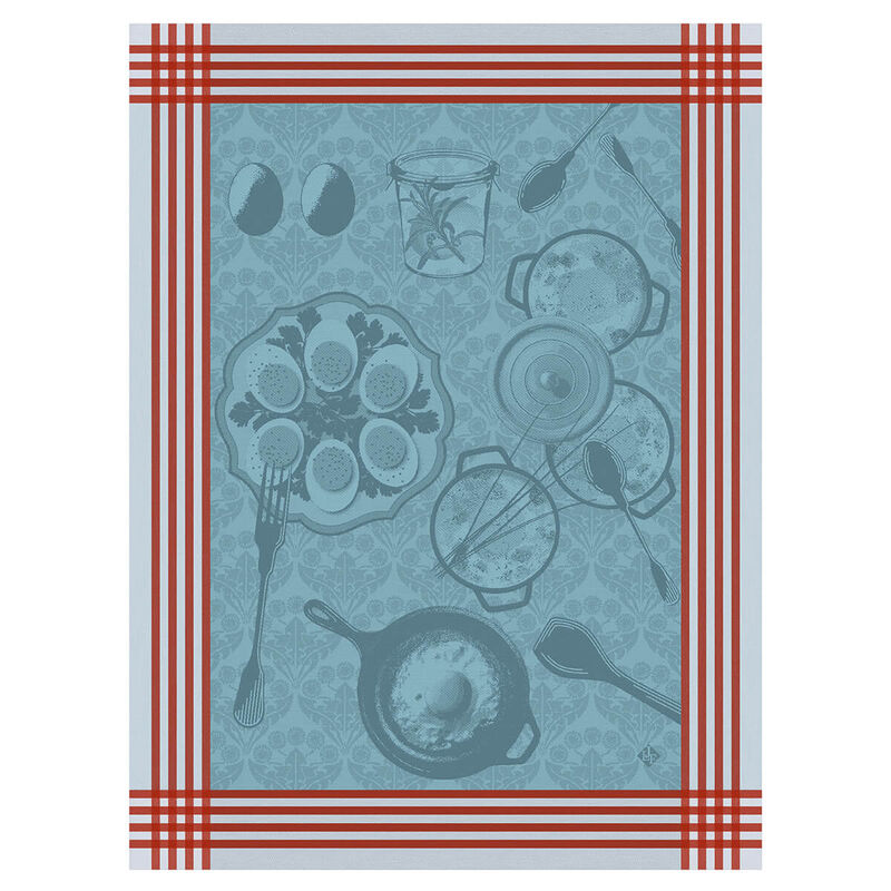 Strofinaccio Œufs Recettes Azur 60x80 100% cotone, , hi-res image number 0