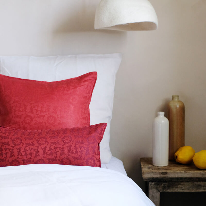 Fodera cuscino Ottomane Fresque Burgundy 50x50 100% lino, , hi-res image number 1