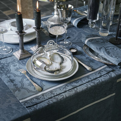 Set americano Armoiries Céruléen 50x36 100% lino,  Set americano Armoiries Céruléen 50x36 100% lino