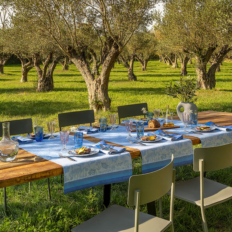 Striscia da tavola Instant Bucolique Bleuet 50x150 100% lino, , hi-res