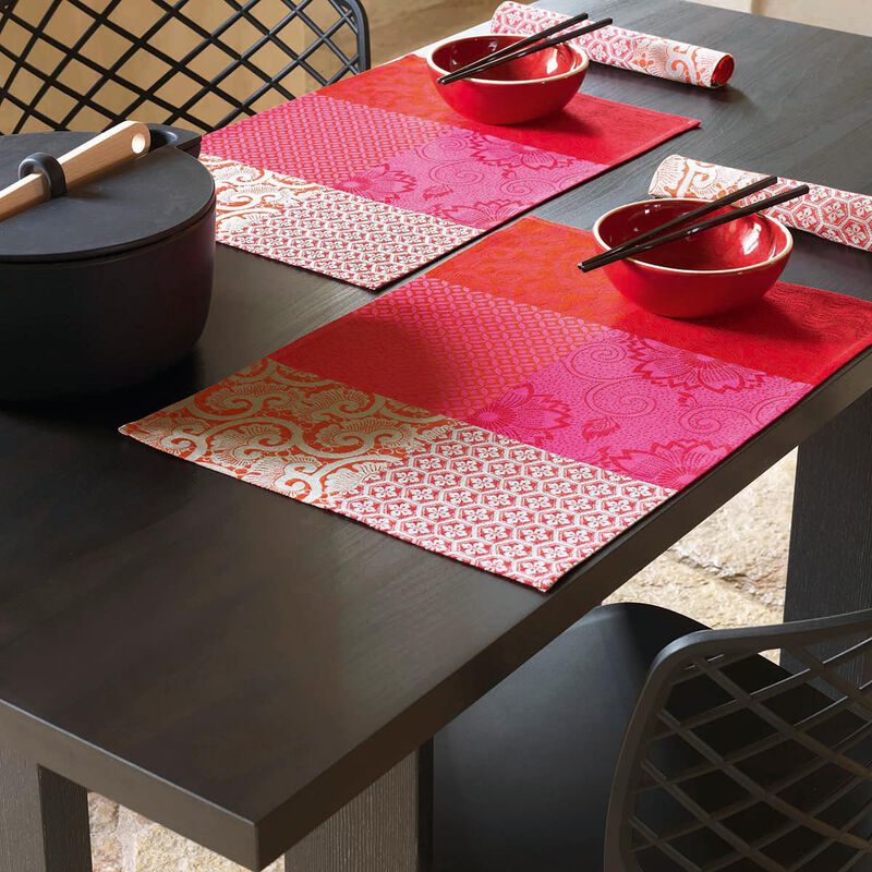Set americano antimacchia Fleurs de Kyoto Cerise 52x38 100% cotone, , hi-res image number 0