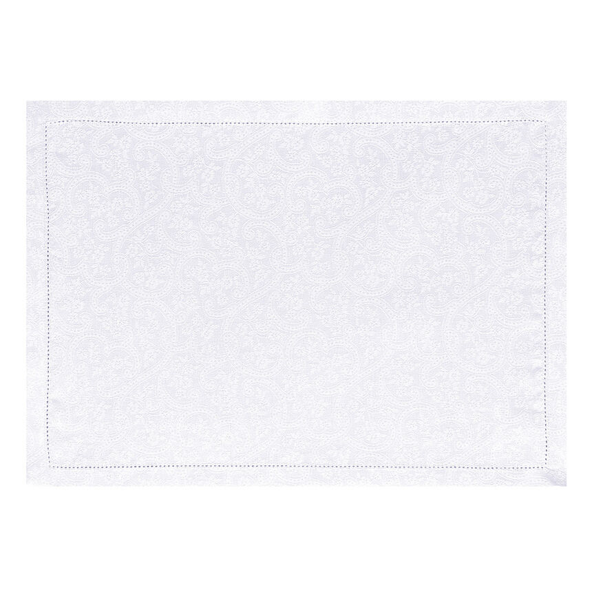 Set americano Portofino Fiori Bianco 50x36 100% lino, , hi-res image number 1