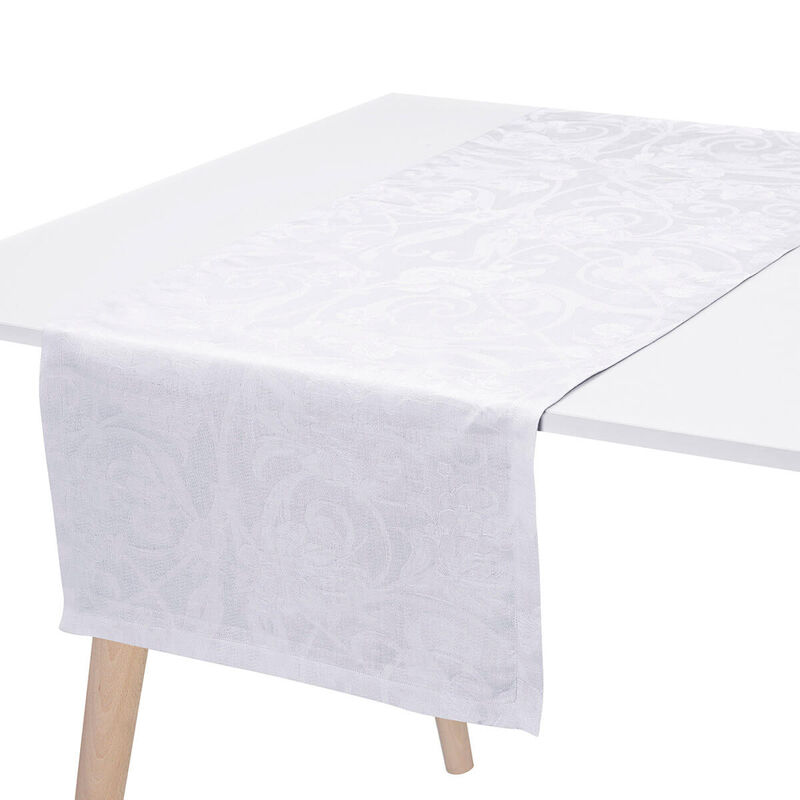 Striscia da tavola Tivoli Blanc 50x150 100% lino, , hi-res image number 0