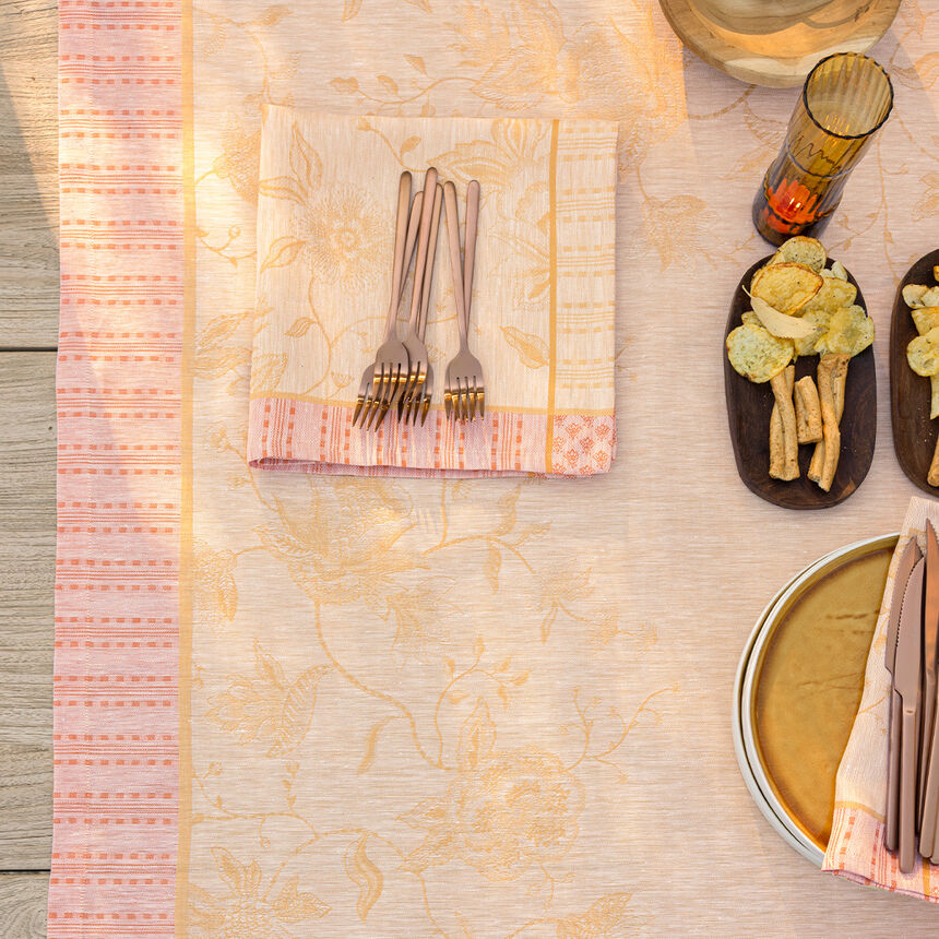 Tovaglia &Eacute;t&eacute; Indien Abricot 120x120 100% lino, , hi-res image number 3