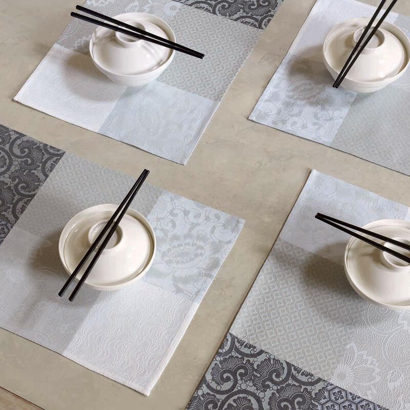 Set americano antimacchia Fleurs de Kyoto Brume 52x38 100% cotone, , hi-res