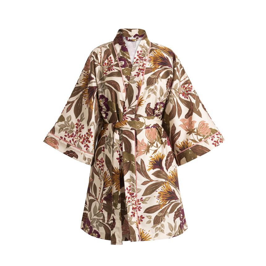 Kimono Panache de fleurs  Miel XS/S 100% cotone, , hi-res image number 1
