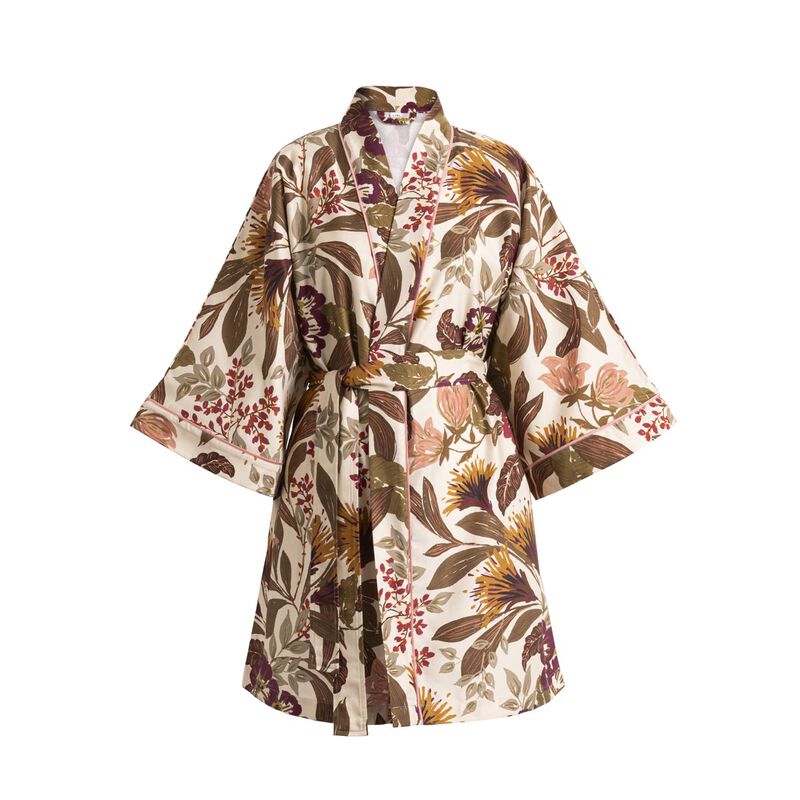 Kimono Panache de fleurs Miel XS/S 100% cotone, , hi-res image number 1