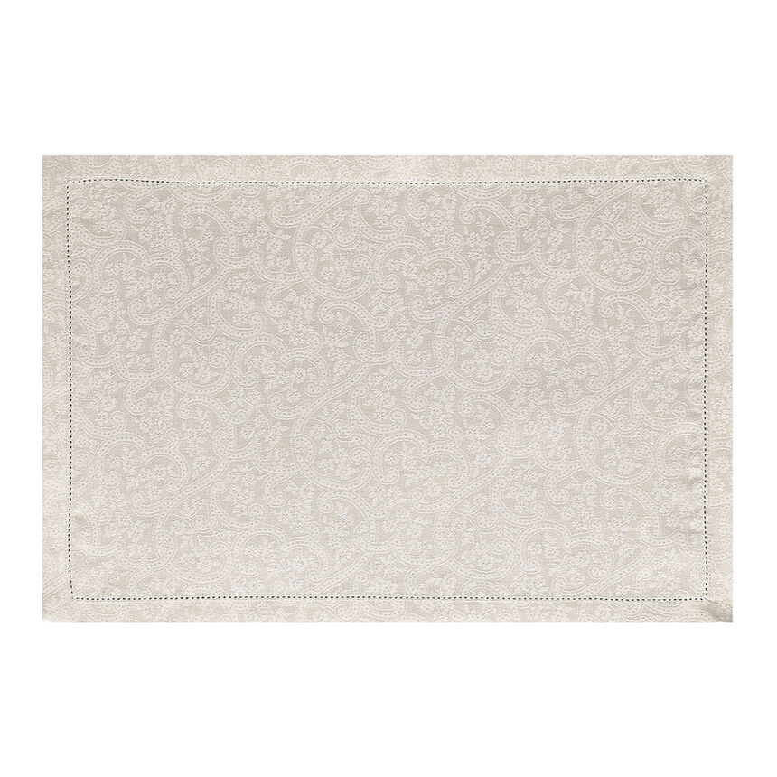 Set americano Portofino Fiori Sabbia 50x36 100% lino, , hi-res image number 0