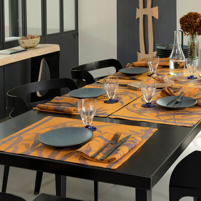 Set americano Volière Nocturne 54x38 100% lino,  Set americano Volière Nocturne 54x38 100% lino