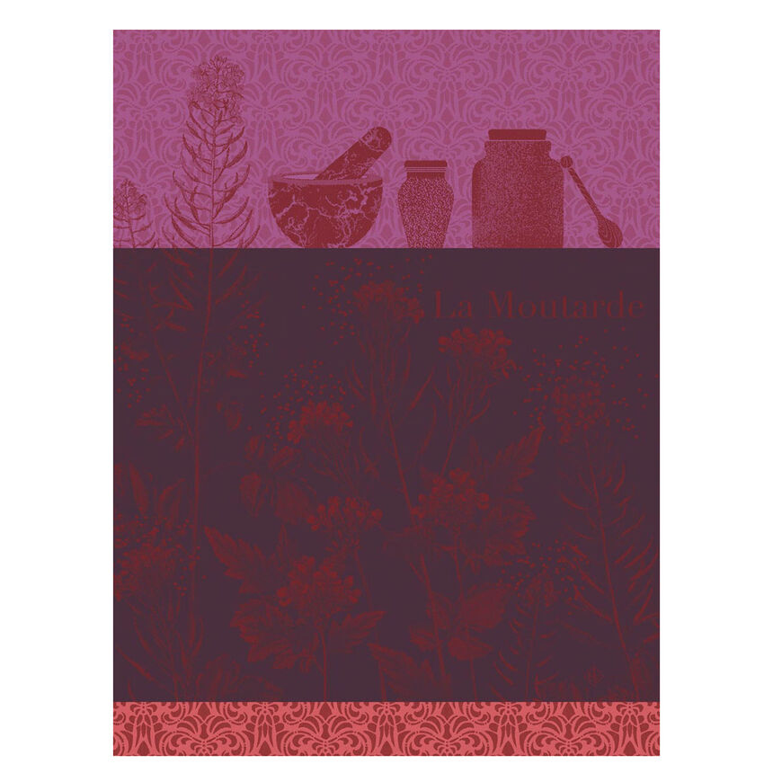 Strofinaccio Moutarde en fleurs Violette 60x80 100% cotone, , hi-res image number 0