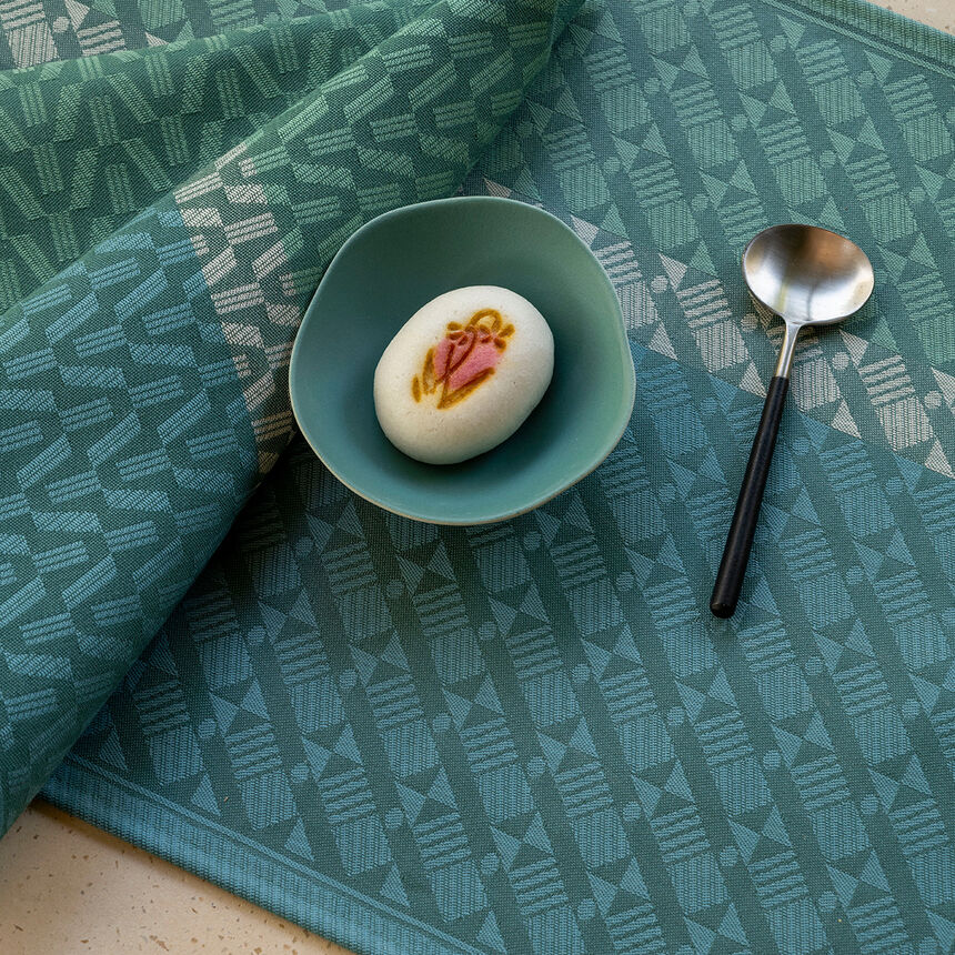 Set americano antimacchia Veine Graphique &Eacute;meraude 50x36 100% cotone, , hi-res image number 1