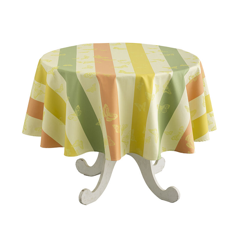 Tovaglia antimacchia Bal des papillons Rivestito Citrus 175x175 100% cotone, , hi-res image number 1