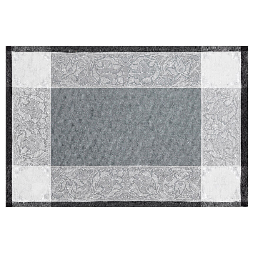 Set americano Ottomane Ardoise 54x38 100% lino, , hi-res image number 0