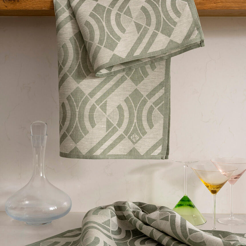 Asciugabicchieri N&eacute;o Green 60x80 100% lino, , hi-res image number 0