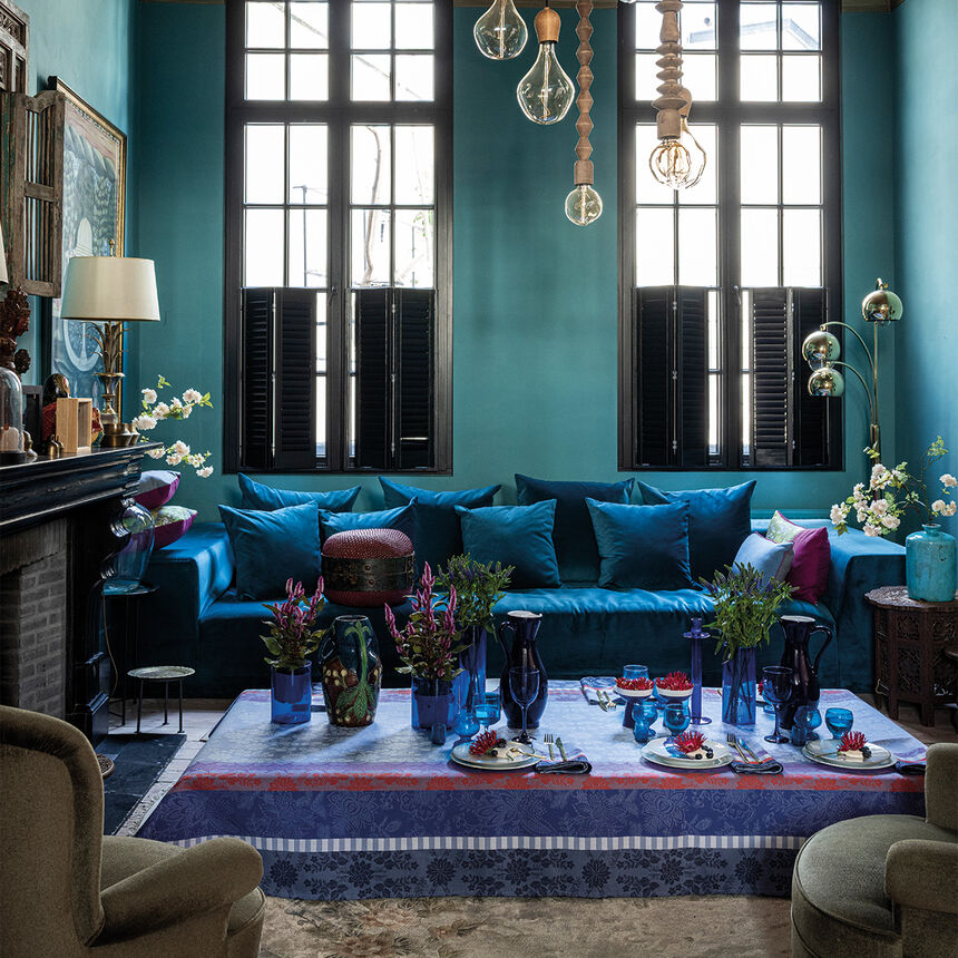 Tovaglia Gipsy Azur 175x175 100% cotone, , hi-res image number 0